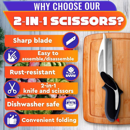 2-in-1 Kitchen Scissors with Cutting Board